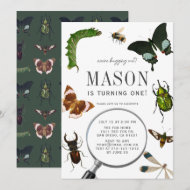 Bugs & Insekten Vintager Junge 1. Geburtstag Einladung