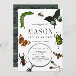 Bugs & Insekten Vintager Junge 1. Geburtstag Einladung