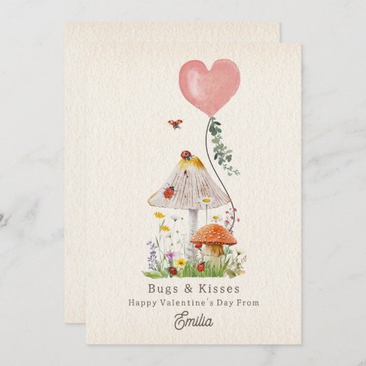 Bugs & Kisses Ladybugs Mushroom Valentine (Vorne/Hinten)