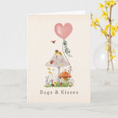 Bugs & Kisses Ladybugs Mushroom Valentine Karte (Gelbe Blume)