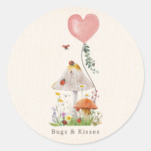 Bugs & Kisses Ladybugs Mushroom Valentine Runder Aufkleber