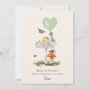 Bugs & Kisses Mushroom Classroom Valentine Karte