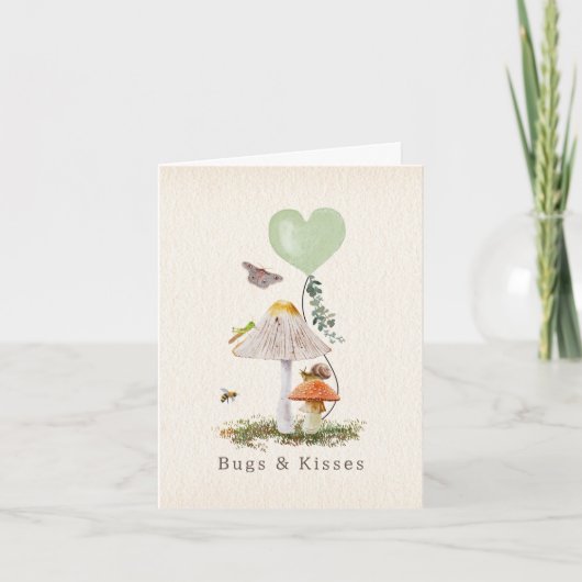 Bugs & Kisses Snail Pilz Valentine Karte (Vorderseite)