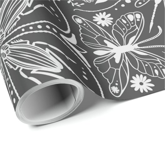 Bugs, schwarz, ganz weiß geschenkpapier (Rolleneckpunkt)