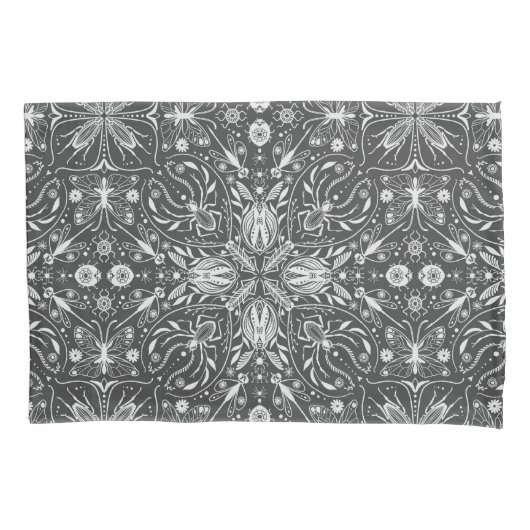 Bugs, schwarz, ganz weiß kissenbezug (Vorderseite-Links)