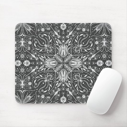 Bugs, schwarz, ganz weiß mousepad (Mit Mouse)