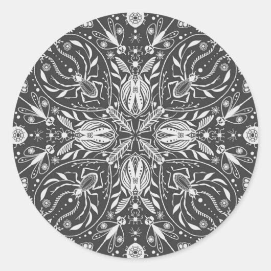 Bugs, schwarz, ganz weiß runder aufkleber (Vorderseite)