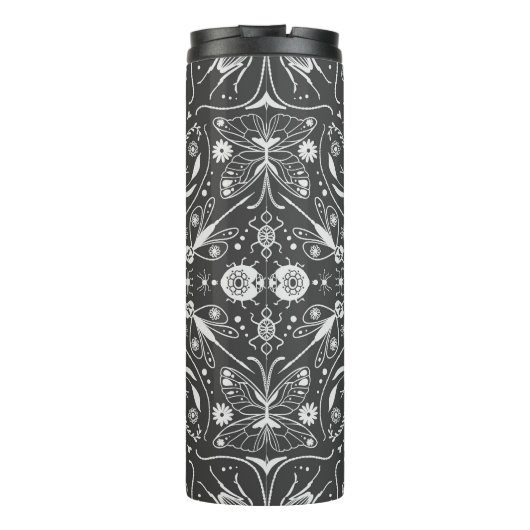 Bugs, schwarz, ganz weiß thermosbecher (Rückseite)