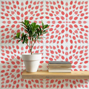 Bugs und Käfer Muster rot auf blau Tapete