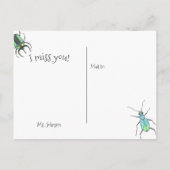 Bugs und Kisses I Miss You Insect School Postkarte (Rückseite)
