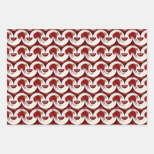 Bugundy Tubular Muster Wrapping Paper Sheets Geschenkpapier Set (Vorderseite)