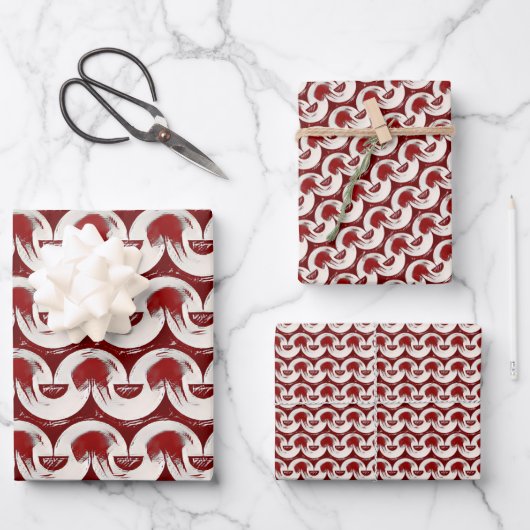 Bugundy Tubular Muster Wrapping Paper Sheets Geschenkpapier Set (Vorderseite)