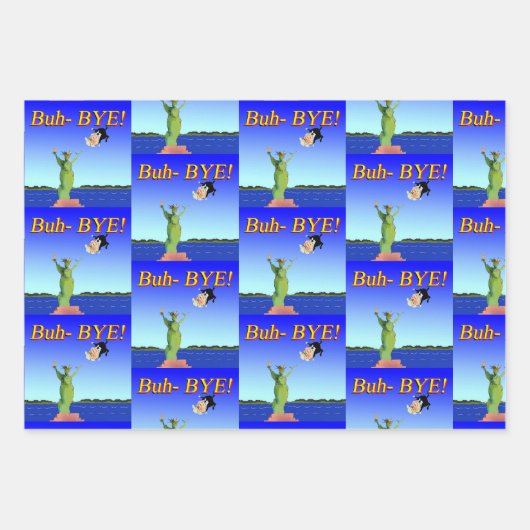 "Buh-BYE" Trump Politischer Cartoon 2021 Neue Jahr Geschenkpapier Set (Vorderseite 3)