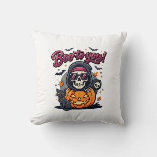 Buh für dich Halloween-Skelett-Kürbis Kissen