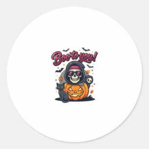 Buh für dich Halloween-Skelett-Kürbis Runder Aufkleber