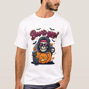 Buh für dich Halloween-Skelett-Kürbis T-Shirt