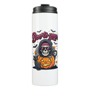 Buh für dich Halloween-Skelett-Kürbis Thermosbecher