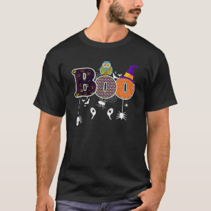 Buh mit Spinnen und Hexe Grusel-Hut Eule Halloween T-Shirt