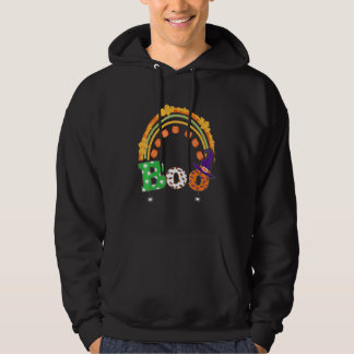 Buh mit Spinnen und Hexenhut Halloween Regenbogen  Hoodie