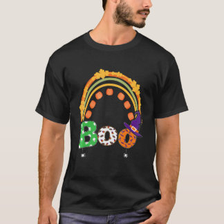 Buh mit Spinnen und Hexenhut Halloween Regenbogen  T-Shirt