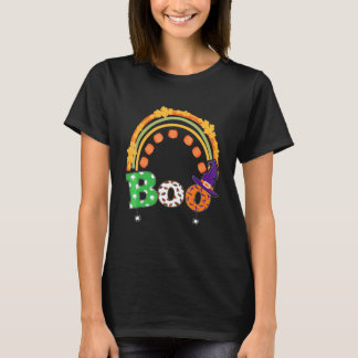 Buh mit Spinnen und Hexenhut Halloween Regenbogen  T-Shirt
