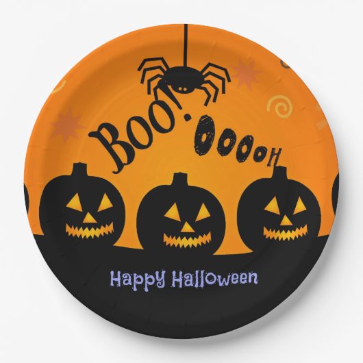 Buh! Ooooh! Frohes Halloween! Pappteller (Vorderseite)