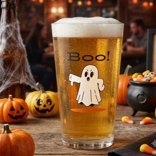 Buh! Süßer Geist Lustiges Halloween-Pint-Glas Glas