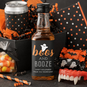 Buh und Schnaps Schwarze Orange Geister Halloween Alkoholflaschenetikett
