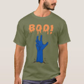 BUH! Zombie-Hand Halloween-Design T-Shirt (Vorderseite)