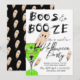 Buhmann und Schnaps Halloween Vintage-Geist trinke Einladung