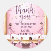 Bühne Ballerina Danke Runder Aufkleber (Vorderseite)