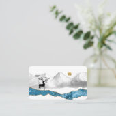 *~* Bühne Buck Antler Deer Mountain Stream Sun Visitenkarte (Stehend Vorderseite)