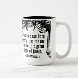 Bühne der Dummkopf-Zitat-Tasse, Shakespeare Zweifarbige Tasse