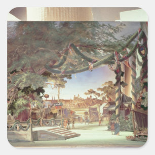 Bühne des Opernmodells "Die Meistersinger" Quadratischer Aufkleber