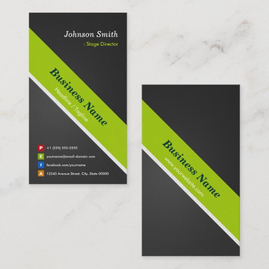 Bühne Director - Premium Black und Green Visitenkarte (Vorne/Hinten)
