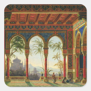 Bühne für die Oper "Ruslan und Ljudmila" Quadratischer Aufkleber