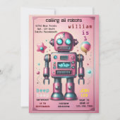 Bühne Junge niedlich Spielzeug lustiger Roboter er Einladung (Vorderseite)