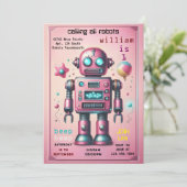 Bühne Junge niedlich Spielzeug lustiger Roboter er Einladung (Stehend Vorderseite)