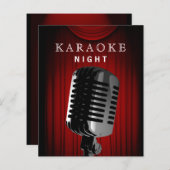 Bühne Karaoke Night Party Einladung (Vorne/Hinten)