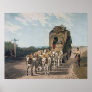 Bühne-Lastwagen, graviert von J. Baily Poster