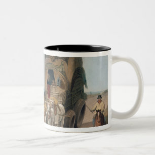 Bühne-Lastwagen, graviert von J. Baily Zweifarbige Tasse
