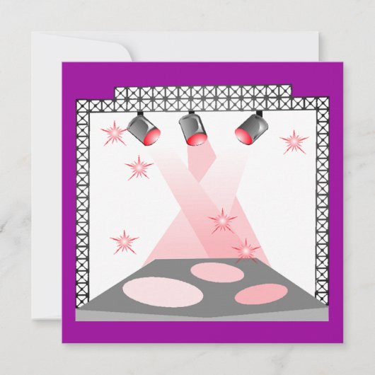 BÜHNE-LICHT-EINLADUNGS-KARAOKE-TALENT-SHOW-PARTY EINLADUNG (Vorderseite)