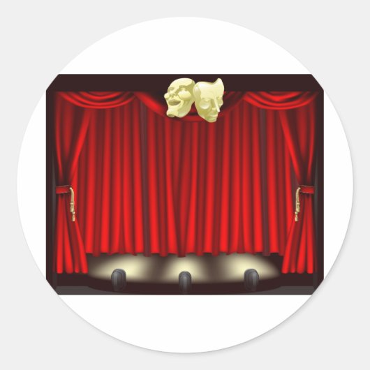 Bühne mit Masken Runder Aufkleber (Vorderseite)