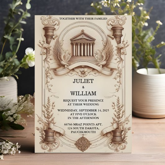 Bühne Papyrus Vintag Retro Vellum Overlay Hochzeit Einladung