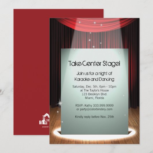 Bühne Spotlight 5" x 7" Einladung (Vorne/Hinten)