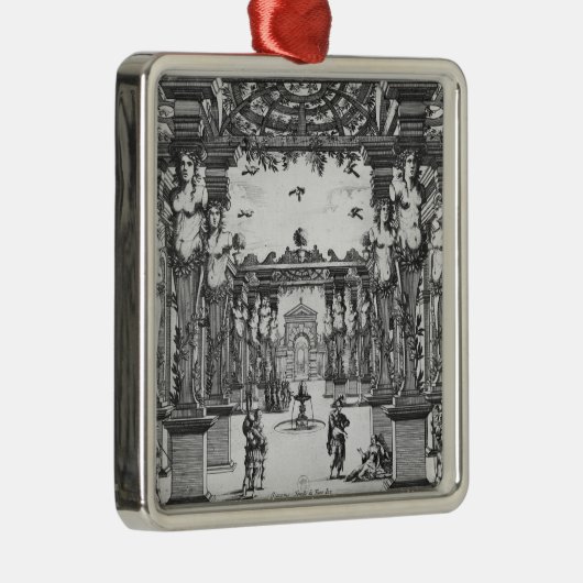 Bühneentwurf durch Giacomo Torelli für 'Mirame Ornament Aus Metall (Rechts)