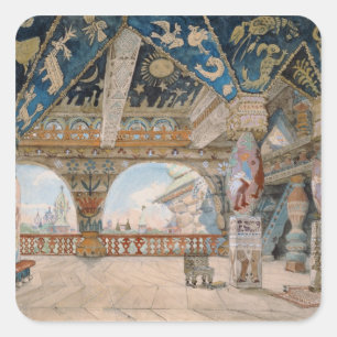 Bühneentwurf für Oper Nikolai Rimsky-Korsakovs Quadratischer Aufkleber