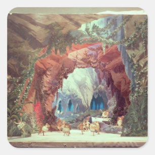 Bühnemodell für die Oper 'Tannhauser Quadratischer Aufkleber