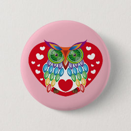 Búho colorido, amor button