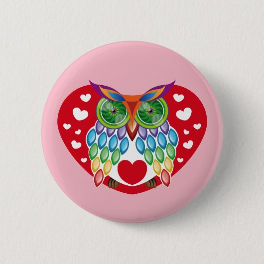 Búho colorido, amor button (Vorderseite)